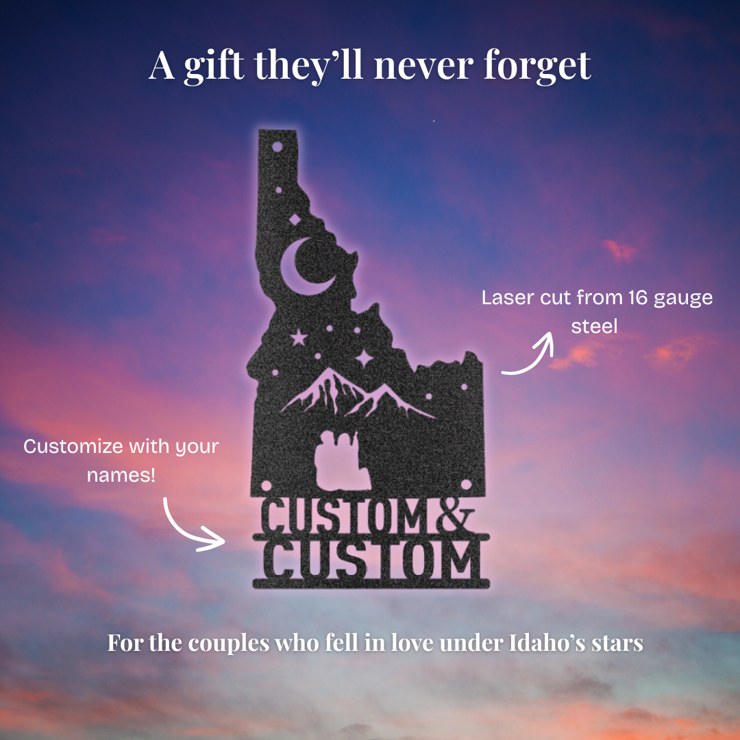 Idaho Night Sky Couple Metal Art – Custom Names | Stargazer Series
