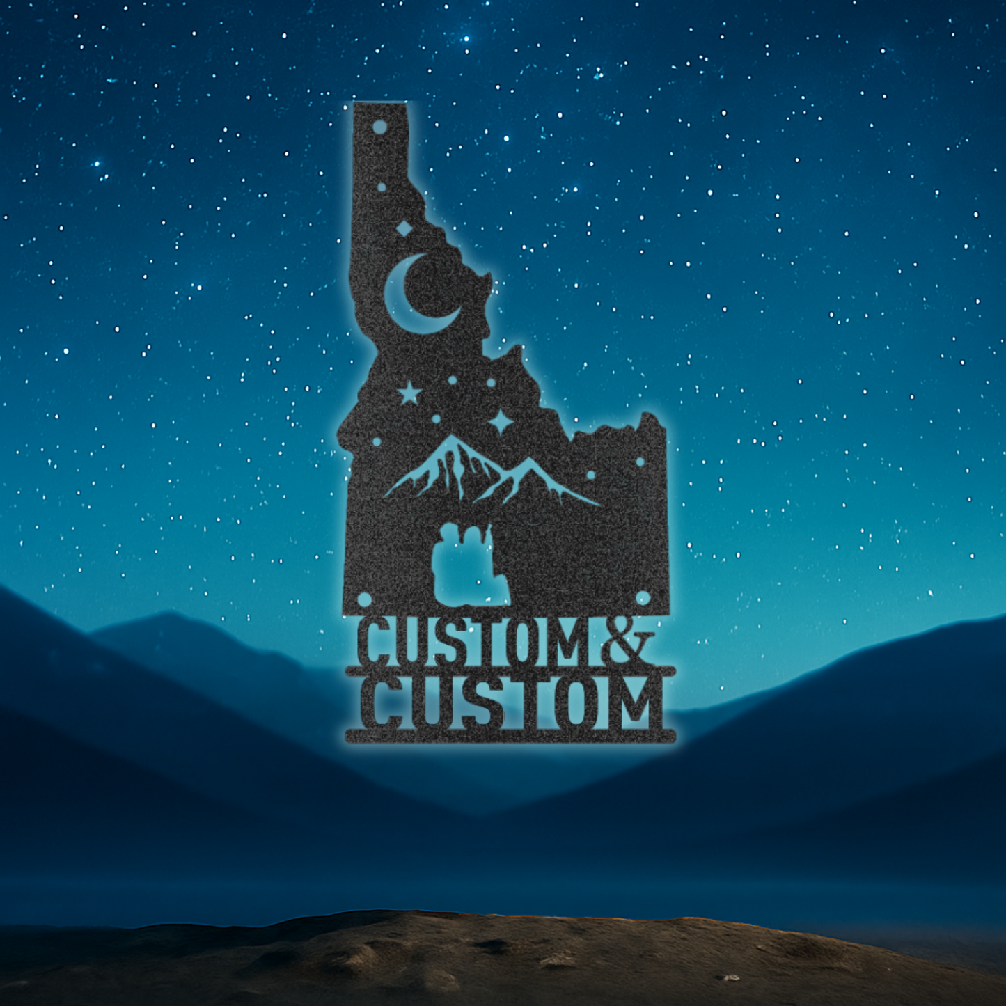 Idaho Night Sky Couple Metal Art – Custom Names | Stargazer Series