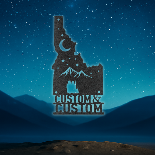 Idaho Night Sky Couple Metal Art – Custom Names | Stargazer Series